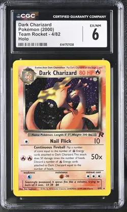 Dark Charizard 4/82 Holo Team Rocket Pokemon CGC 6 - Image 1