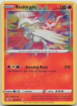 Reshiram 017/072 Amazing Rare Shining Fates Pokemon NM/M - Image 1