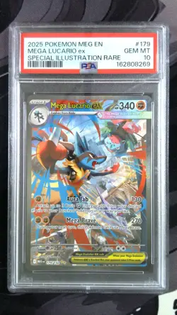 2025 POKEMON MEG EN-MEGA EVOLUTION #179 MEGA LUCARIO EX PSA 10 - Image 1