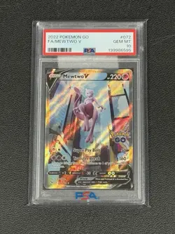 2022 POKEMON TCG POKEMON GO MEWTWO V 072/078 FULL ART RARE PSA 10 GEM MT - Image 1