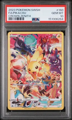 2023 POKEMON SWORD & SHIELD CROWN ZENITH #160 FULL ART/PIKACHU PSA 10 - Image 1