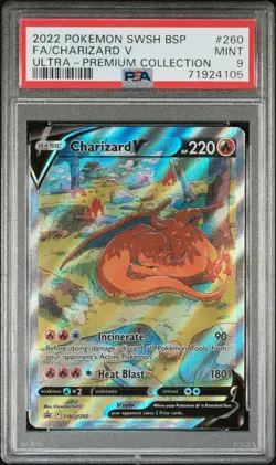 CHARIZARD V 2022 Pokemon SWSH Black Star Promo #SWSH260 Full Art UPC PSA 9 - Image 1