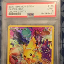 Pokemon Pikachu 160/159 Secret Rare Full Art Holo Crown Zenith PSA 9 English - Image 3
