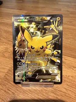 Pokemon TCG Pikachu EX XY124 Black Star Promo Card 2016 Normal Size LP - Image 1