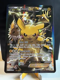 Pokemon TCG Black Star Pikachu EX XY124 Promo Rare Jumbo Full Art Holo 2016 - Image 1