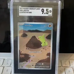 SGC 9.5 Larvitar Pokemon 203/197 Sv03: Obsidian Flames Holo Illustration Rare - Image 1