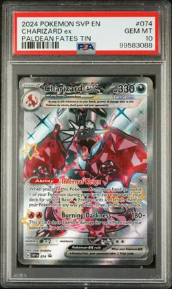 Charizard EX 074 Paldean Fates Tin Sv Black Star Promo Pokemon PSA 10 - Image 1