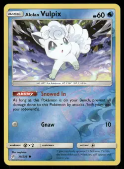 POKEMON ALOLAN VULPIX COSMIC ECLIPSE 39/236 REVERSE HOLO C LP - Image 1