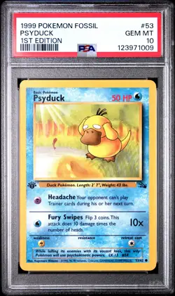 1999 POKEMON FOSSIL 1ST EDITION #53 PSYDUCK PSA 10 - Image 1