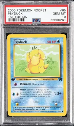 2000 POKEMON ROCKET 1ST EDITION #65 PSYDUCK PSA 10 - Image 1
