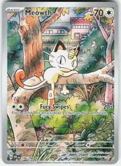 Pokemon Meowth 106/094 Illustration Rare Phantasmal Flames Pokemon Holo NM - Image 1