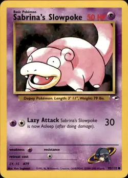 Sabrina's Slowpoke Gym Heroes 2000 95/132 Common Pokemon NM - Image 1