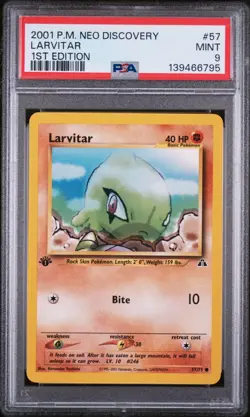 POKEMON Card PSA MINT 9 2001 POKEMON NEO DISCOVERY 57 LARVITAR 1ST EDITION - Image 1