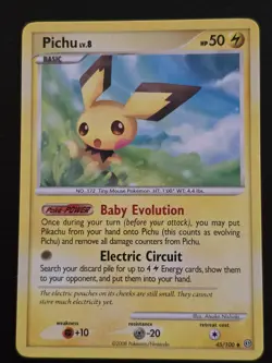 Pichu 45/100 Stormfront Set Uncommon Non Holo Vintage 2008 Pokemon TCG Card LP - Image 1