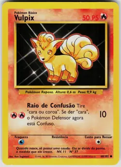 Vulpix 68/102 Common Base Set Unlimited Pokemon LP [Portuguese] - Image 1