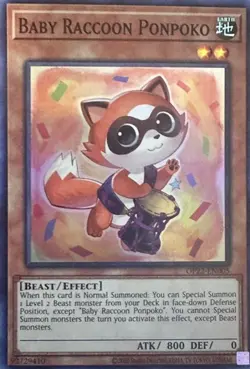 1x Baby Raccoon Ponpoko - Unlimited NM Eng YuGiOh - OP22 - Image 1