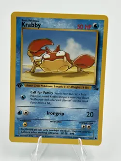 Pokemon TCG KRABBY 51/62 Fossil - Common Regular 1st Edition English 1999 - LP - Image 1