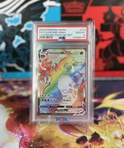 Charizard VMAX 074/073 Pokemon Champion’s Path Rainbow Secret Rare PSA 10 Card - Image 1