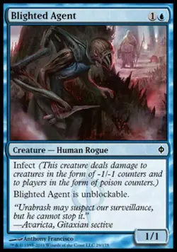 MTG English Blighted Agent NM Foil New Phyrexia - Image 1
