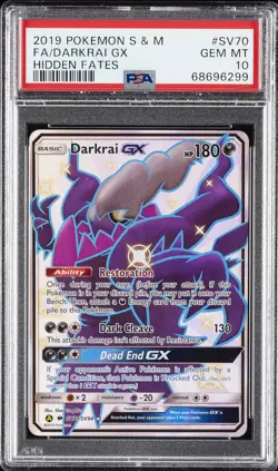2019 POKEMON SUN & MOON HIDDEN FATES #SV70 FULL ART/DARKRAI GX PSA 10 - Image 1