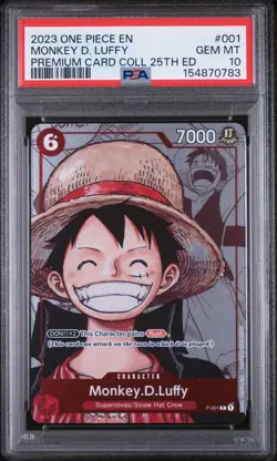 2023 ONE PIECE PREMIUM CARD COLLECTION 25TH EDITION #001 MONKEY D. LUFFY PSA 10 - Image 1