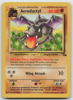 Pokemon - Aerodactyl 16/62 Rare Unlimited - Fossil - MP - Image 1