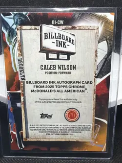 2025 Topps Chrome McDonald's All American #BI-CW Caleb Wilson Billboard Ink #/75 - Image 2