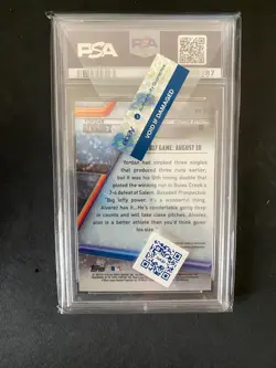 2018 Bowman's Best Yordan Alvarez Best of 2018 Auto Red Refractor #03/10 PSA 10 - Image 2