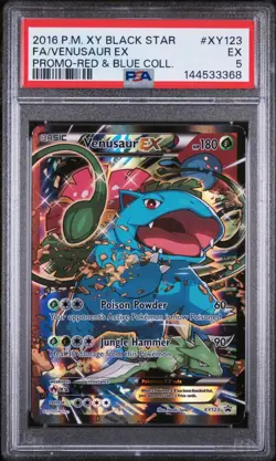 Pokemon Venusaur EX XY123 XY Black Star Promo 2016 Red & Blue Coll Holo PSA 5 - Image 3