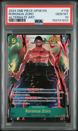 Roronoa Zoro PSA 10 OP06-118 Foil Alt Art Wings of the Captain One Piece Card 🔥 - Image 1