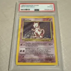 Pokemon Mewtwo TCG Holo Rare Card 10/102 Base Set Unlimited PSA 4 - Image 1
