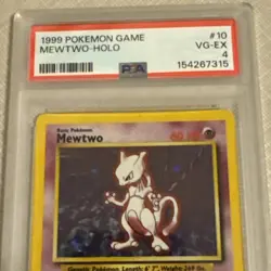 Pokemon Mewtwo TCG Holo Rare Card 10/102 Base Set Unlimited PSA 4 - Image 4