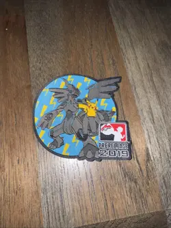 Pokemon Prerelease 2019 Pikachu &Zekrom Official Iron On Patch Organize Play New - Image 1