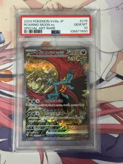 PSA 10 Pokemon Japanese Roaring Moon 218/187 sv8a Terastal Festival ex - Image 1
