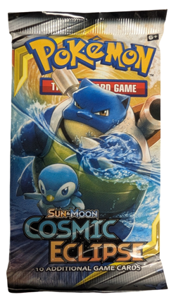 Pokemon TCG Sun & Moon Cosmic Eclipse Booster Pack Blastoise & Piplup - Image 1