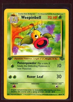1st Ed Weepinbell Non-Holo 1999 WOTC Pokemon Card 48/64 Jungle Set NM/M - Image 1