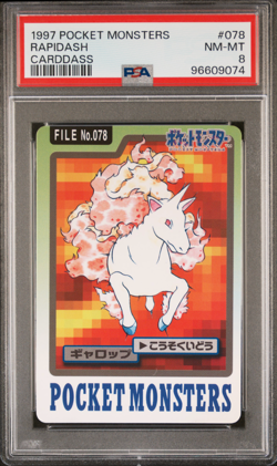 PSA 8 Rapidash 078 Carddass NM-Mint Pokemon Card Vending 1997 Pocket Monsters - Image 1