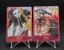 One Piece TCG Bandai Brook OP01-011 & Franky OP01-021 Promo EN & JP 2 Card Lot - Image 1