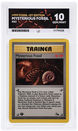 Pokemon Cards Mysterious Fossil 62/62 1st Edition ACE 10 WOTC Fossil GEM MINT - Image 1
