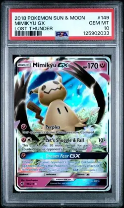 PSA 10 Mimikyu GX 149/214 Lost Thunder Pokemon Gem Mint graded card low pop - Image 1