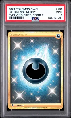 2021 POKEMON SWORD & SHIELD EVOLVING SKIES #236 DARKNESS ENERGY PSA 9 - Image 1