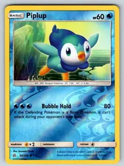 Piplup 54/236 Common Cosmic Eclipse Pokemon Reverse Holo Lightly Played - Image 1