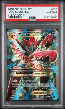 Pokemon M Scizor EX Full Art Rare XY Breakpoint 120/122 Mega PSA 10 GEM MINT - Image 1