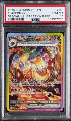 2025 POKEMON PRE EN-PRISMATIC EVOLUTIONS #146 FLAREON EX PSA 10 - Image 1