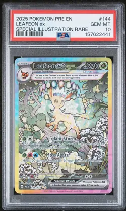 2025 POKEMON PRE EN-PRISMATIC EVOLUTIONS #144 LEAFEON EX PSA 10 - Image 1