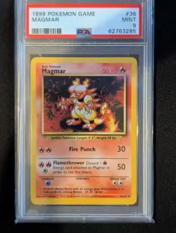 Pokemon TCG Magmar 36/102 Base Set PSA 9 - Image 1