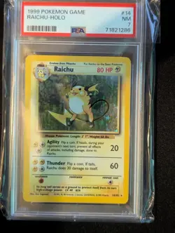 Pokemon TCG Raichu 14/102 Base Set PSA 7 - Image 1