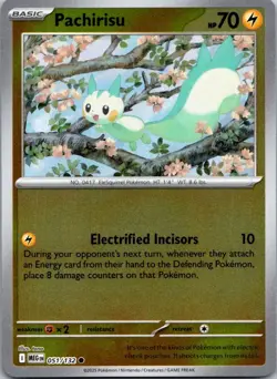 Pachirisu 051/132 Mega Evolution Pokemon TCG Reverse Holo C NM - Image 1