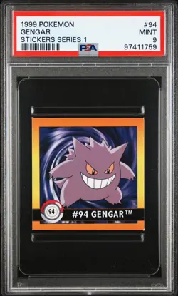 PSA 9 Gengar Japanese Pokemon Sticker Series 1 #094 Armada 1999 - Image 1
