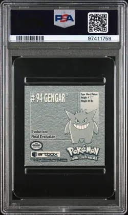 PSA 9 Gengar Japanese Pokemon Sticker Series 1 #094 Armada 1999 - Image 2